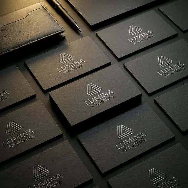 Brand identity cards and stationery system on neutral surface