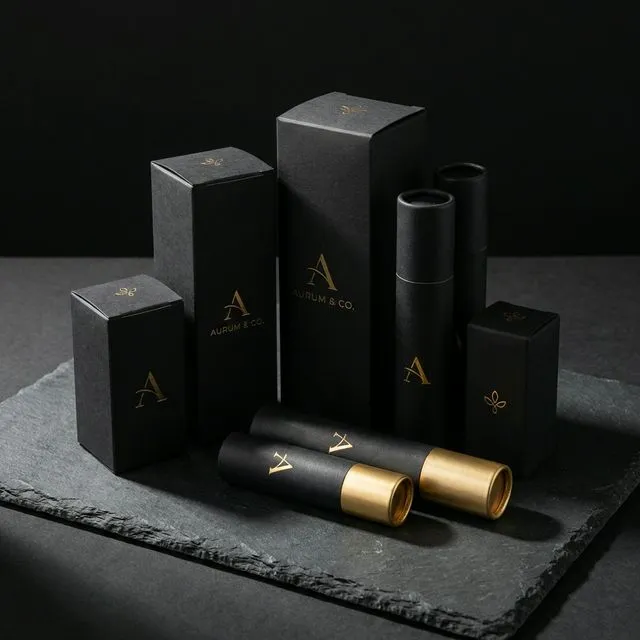 Packaging design collection with premium labels and art-directed styling