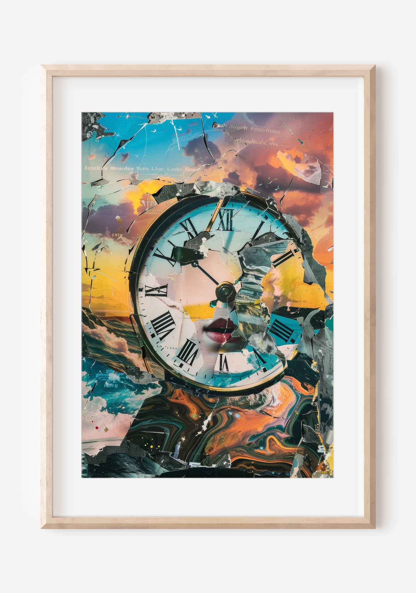 Timeless Beauty: A Fusion of Classic Clock and Modern Art | College Wall Art Print