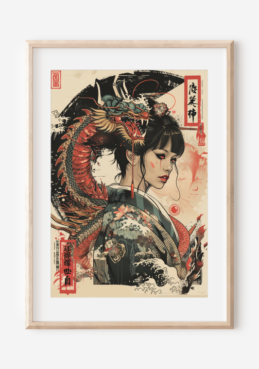 Mystic Harmony: A Fusion of Traditional | Japanese Wall Art Print