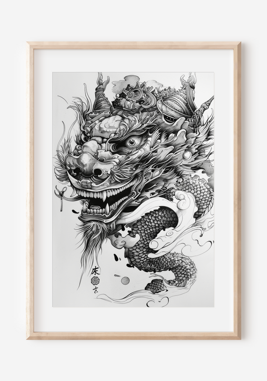 Mystic Dragon: A Fusion of Tradition and Fantasy | Japanese Wall Art Print