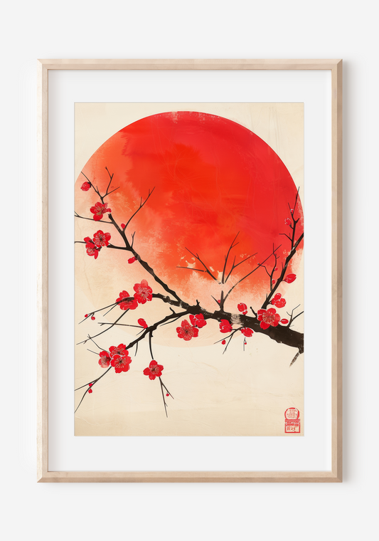 Blossoming Serenity: A Fusion of Traditional Asian | Japanese Wall Art Print