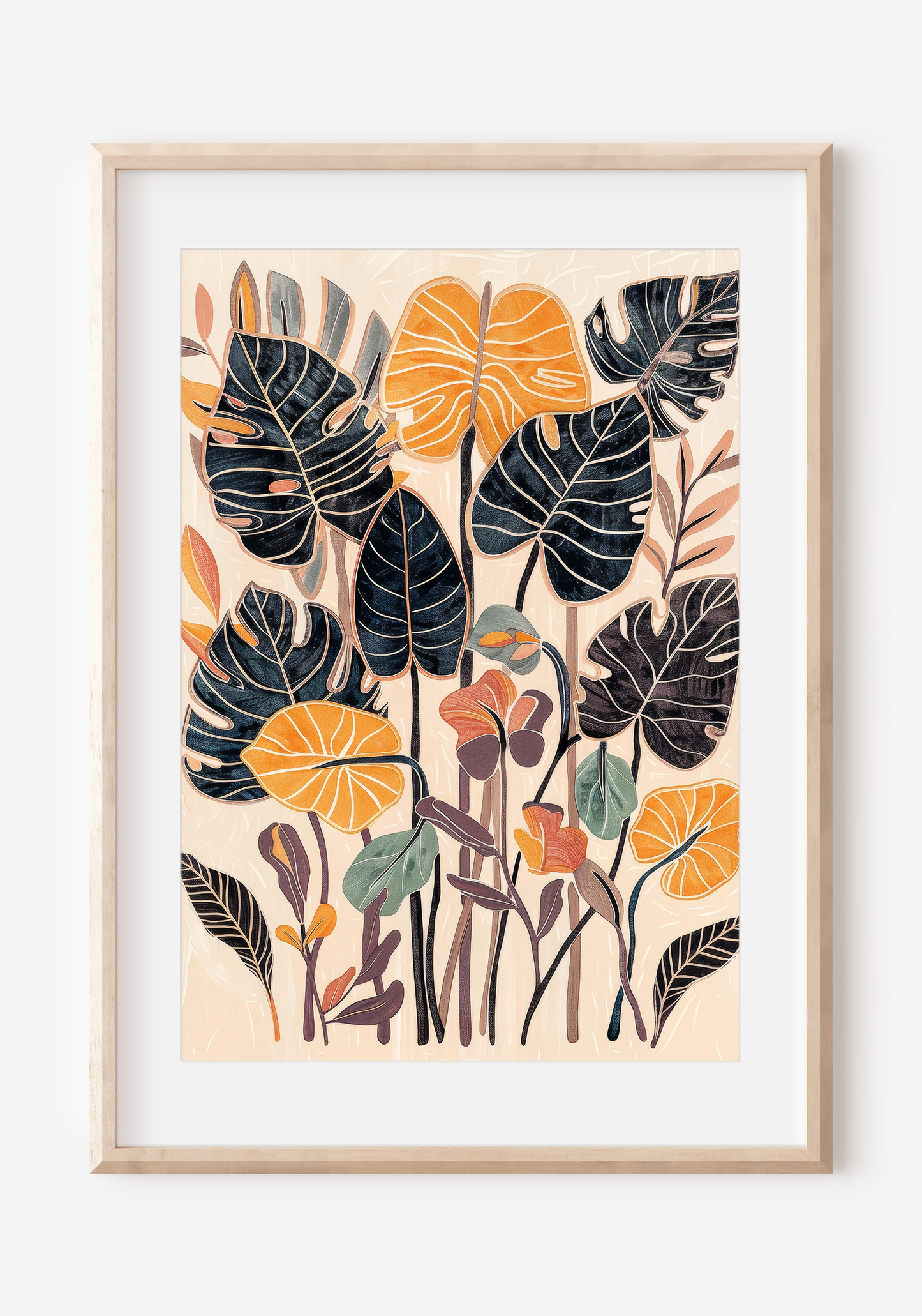 Tropical Elegance: A Lush Display of Leafy Splendor | Flower Wall Art Print
