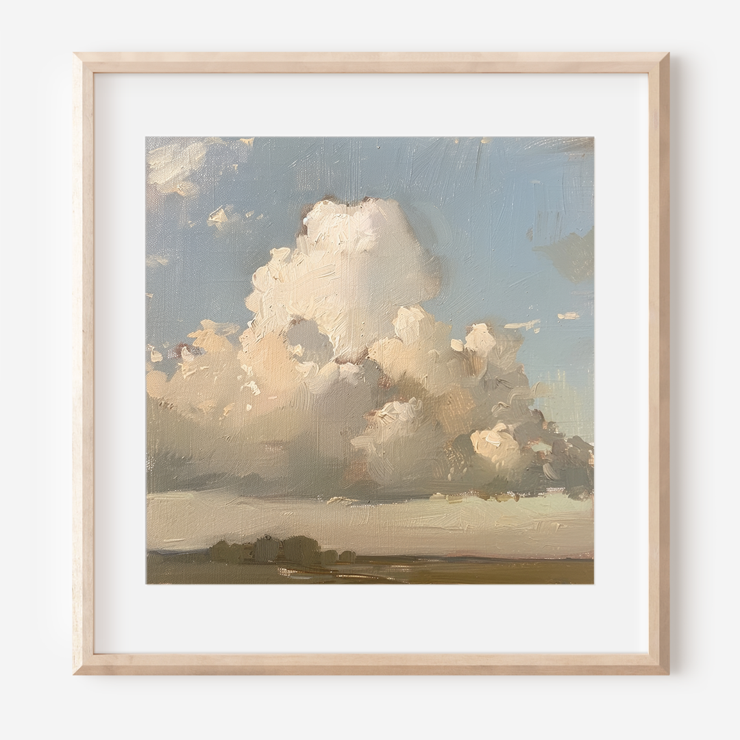 Clouds Open Field: Serene Landscape | Painting Wall Art Print