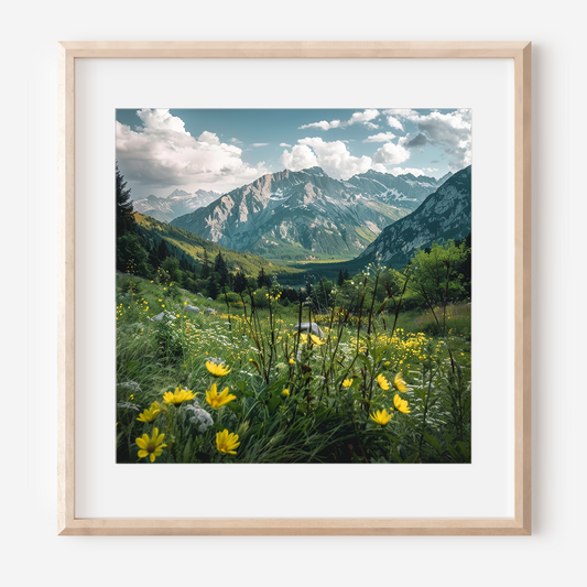Majestic Mountain Landscape: Blooming Wildflowers | Photography Wall Art Print
